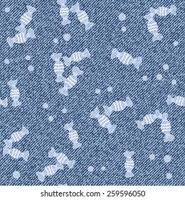 Elegance seamless pattern with denim jeans background