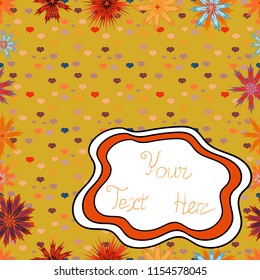 Elegance seamless pattern with ethnic flowers on yellow, white and orange colors. Vector Floral Illustration in asian textile.