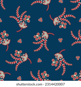 elegancia patrón sin fisuras con flores étnicas y hoja, vectorial floral ilustración en estilo vintage