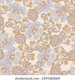 elegancia patrón sin fisuras con flores étnicas y hoja, vectorial floral ilustración en estilo vintage