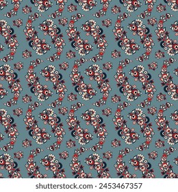 elegante patrón sin fisuras con flores y hojas étnicas, ilustración floral de Vector en estilo vintage