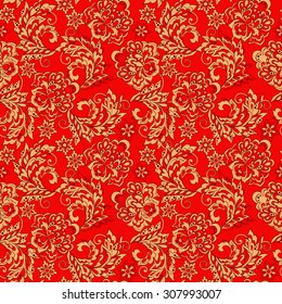 Elegance seamless pattern with ethnic flowers. Vector Floral Illustration in vintage style