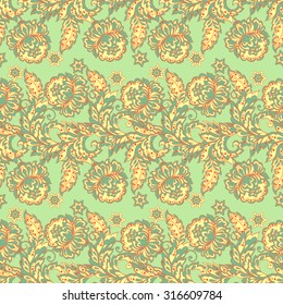 Elegance seamless pattern with ethnic flowers. Vector Floral Illustration in vintage style