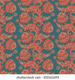 Elegance seamless pattern with ethnic flowers. Vector Floral Illustration in vintage style