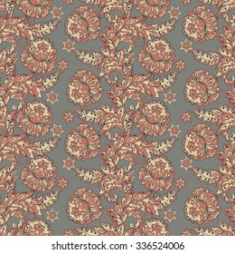 Elegance seamless pattern with ethnic flowers. Vector Floral Illustration in vintage style