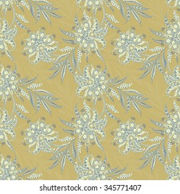 Elegance seamless pattern with ethnic flowers. Vector Floral Illustration in vintage style