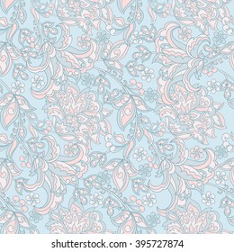 Elegance seamless pattern with ethnic flowers. Vector Floral Illustration in asian textile style