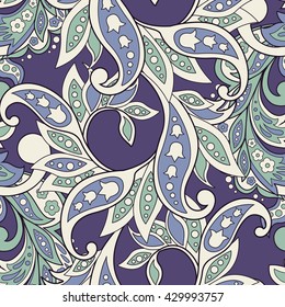 Elegance seamless pattern with ethnic flowers. 