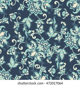 Elegance seamless pattern with ethnic flowers. Vector Floral Illustration