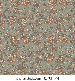 Elegance seamless pattern with ethnic flowers. Vintage Vector Floral Illustration