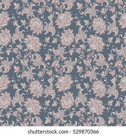 Elegance seamless pattern with ethnic flowers. Vintage Vector Floral Illustration