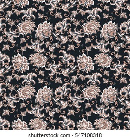 Elegance seamless pattern with ethnic flowers. Vintage Vector Floral Illustration