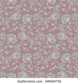 Elegance seamless pattern with ethnic flowers. Vintage Vector Floral Illustration