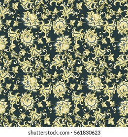 Elegance seamless pattern with ethnic flowers. Vintage Vector Floral Illustration