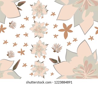 Elegance seamless pattern with floral background. Endless texture. Lewisia.