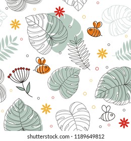  Elegance Seamless pattern with floral, vector floral illustration in vintage style