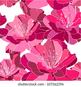 Elegance seamless pattern with flower peony. Vector illustration.