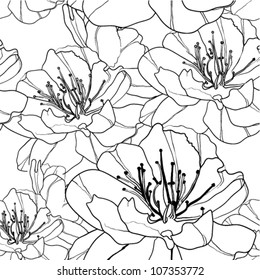 Elegance seamless pattern with flower peony. Vector illustration.
