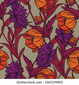 Elegance Seamless pattern with flowers carnation