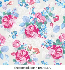 Elegance Seamless Pattern Flowers Fashion Illustration Stock Vector ...