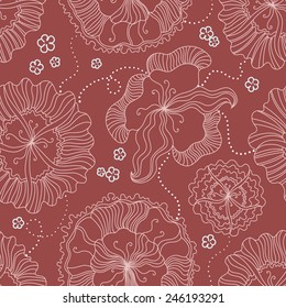 Elegance Seamless pattern with flowers, floral vector illustration in vintage style