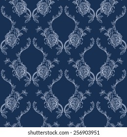 Elegance Seamless pattern with flowers ornament, vector floral illustration in vintage style