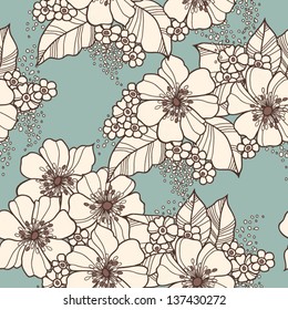 Elegance seamless pattern with flowers poppies