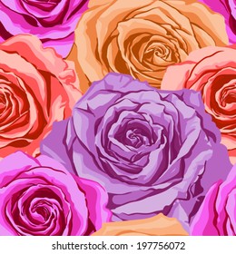 Elegance Seamless pattern with flowers rose, vector floral illustration