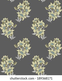 Elegance Seamless pattern with flowers roses, vector floral illustration in vintage style