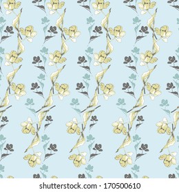 Elegance Seamless pattern with flowers tulips, vector floral 