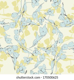 Elegance Seamless pattern with flowers tulips, vector floral 