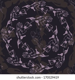 Elegance Seamless pattern with flowers tulips, vector floral 