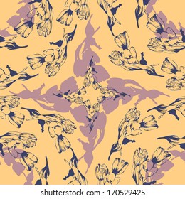 Elegance Seamless pattern with flowers tulips, vector floral 