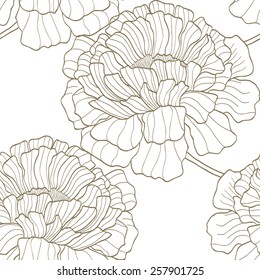 Elegance Seamless pattern with flowers, vector floral illustration in vintage style