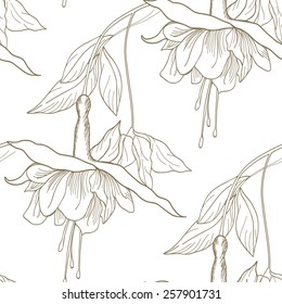 Elegance Seamless pattern with flowers, vector floral illustration in vintage style