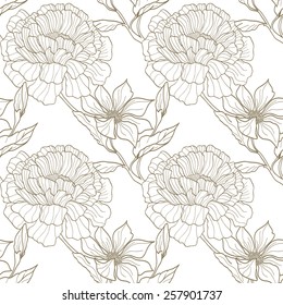 Elegance Seamless pattern with flowers, vector floral illustration in vintage style