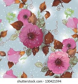 Elegance Seamless pattern with flowers in vintage style, vector illustration texture