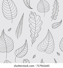  Elegance Seamless pattern with leaf, vector floral illustration in vintage style