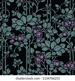 Elegance Seamless pattern with peonies or roses flowers
