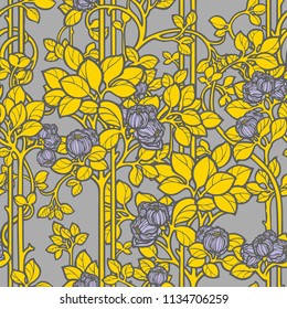 Elegance Seamless pattern with peonies or roses flowers