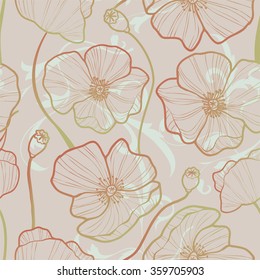 Elegance Seamless pattern with poppy,