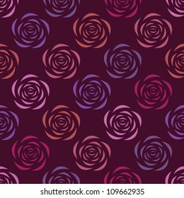 Elegance seamless pattern with roses. Vector floral illustration in vintage style on dark background