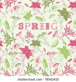 Elegance Seamless pattern with summer flowers on floral background, vector illustration