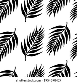 Elegance seamless pattern with tropical leaves. Palm branch. For textile, cover, wrapping paper. Vector illustration.