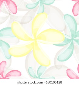 Elegance seamless pattern in vintage style with Plumeria flowers.