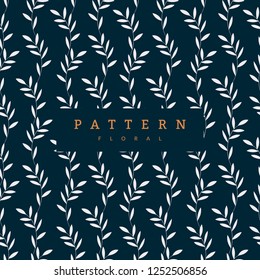 Elegance Seamless Pattern White Flowers On Dark Blue Background. Can be used for wallpaper, pattern fills, surface textures, fabric prints. Modern artwork