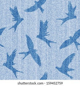 Elegance seamless vector pattern with  jeans brids.