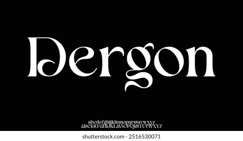 Elegance serif font with alternate letters with fluid decorative curves swash tails. Refined slick alphabet with luxurious swirls for posh logo, headline, monogram. Vector typeset.