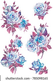Elegance set of roses isolated