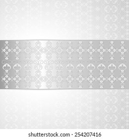 elegance silver background with lace stripes, for greeting, invitation card, or cover. Vector illustration